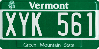 VT license plate XYK561