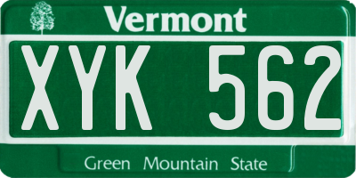 VT license plate XYK562