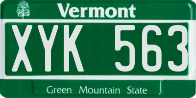 VT license plate XYK563