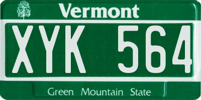 VT license plate XYK564