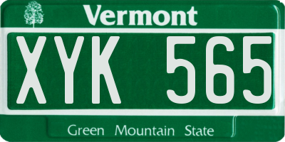 VT license plate XYK565