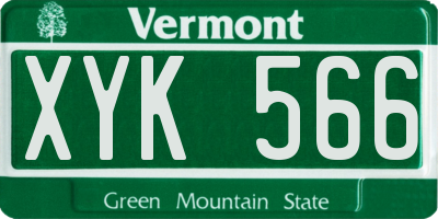 VT license plate XYK566