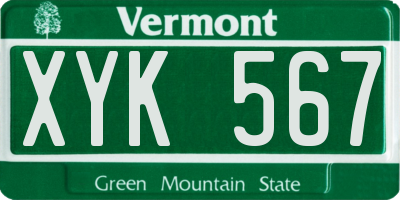 VT license plate XYK567