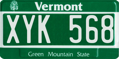 VT license plate XYK568