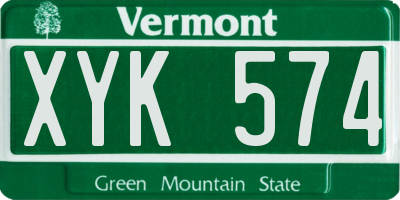VT license plate XYK574