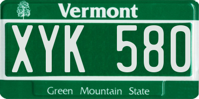 VT license plate XYK580