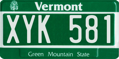 VT license plate XYK581