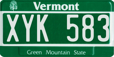 VT license plate XYK583