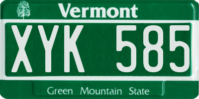 VT license plate XYK585