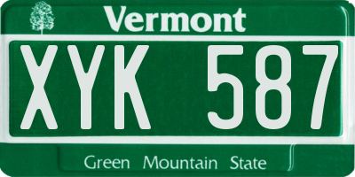 VT license plate XYK587
