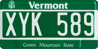 VT license plate XYK589