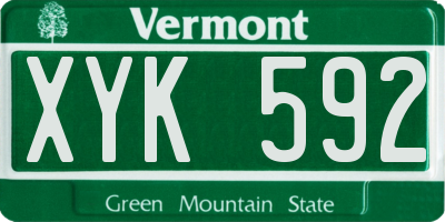 VT license plate XYK592