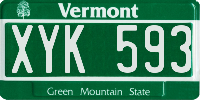 VT license plate XYK593