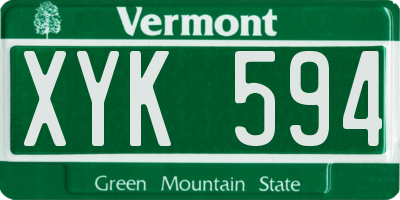 VT license plate XYK594