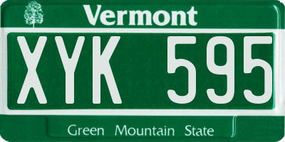 VT license plate XYK595