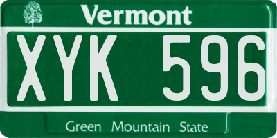 VT license plate XYK596