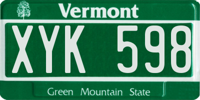 VT license plate XYK598