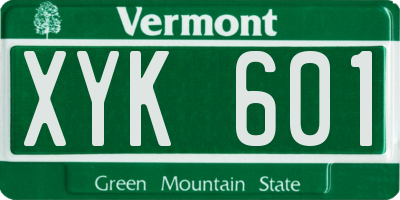 VT license plate XYK601
