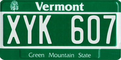 VT license plate XYK607