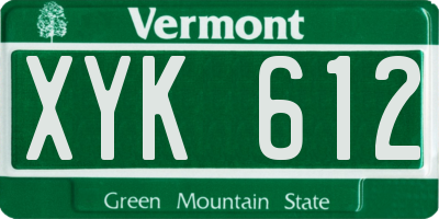 VT license plate XYK612