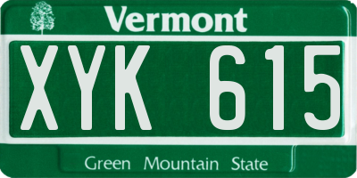 VT license plate XYK615