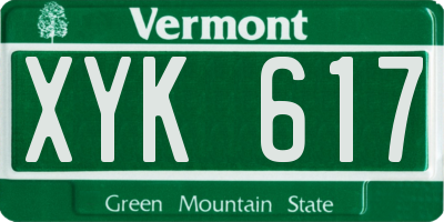 VT license plate XYK617