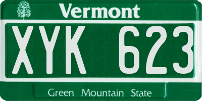 VT license plate XYK623