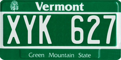 VT license plate XYK627