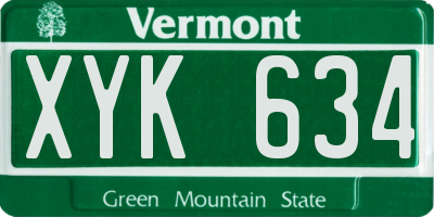 VT license plate XYK634