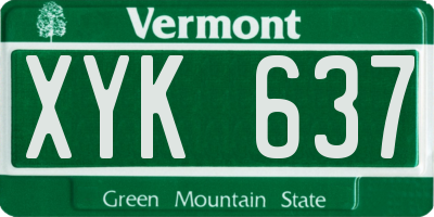 VT license plate XYK637
