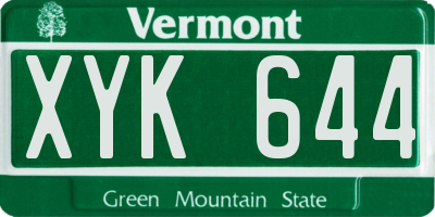 VT license plate XYK644