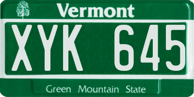 VT license plate XYK645