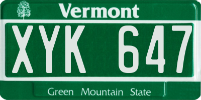 VT license plate XYK647