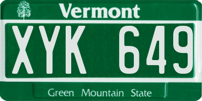 VT license plate XYK649
