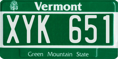 VT license plate XYK651