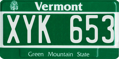 VT license plate XYK653
