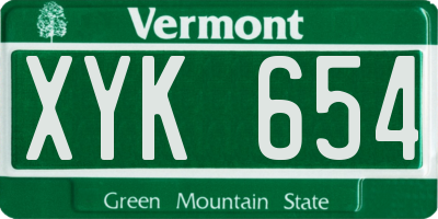 VT license plate XYK654