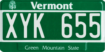 VT license plate XYK655