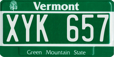 VT license plate XYK657
