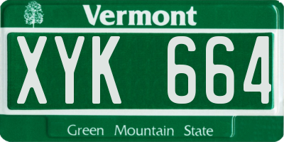 VT license plate XYK664