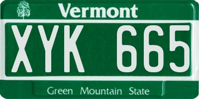 VT license plate XYK665