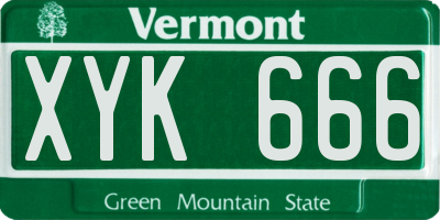 VT license plate XYK666