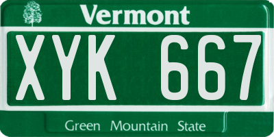 VT license plate XYK667
