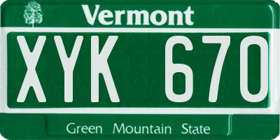 VT license plate XYK670