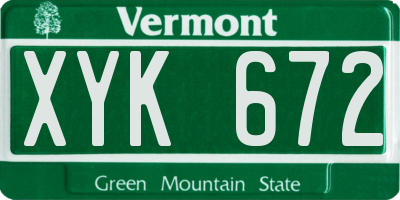 VT license plate XYK672