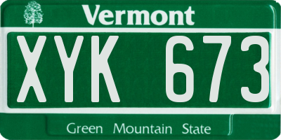 VT license plate XYK673