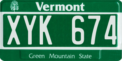 VT license plate XYK674