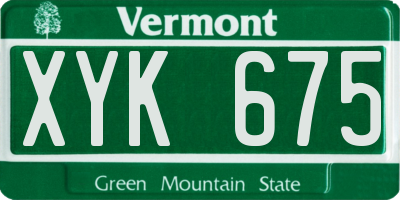 VT license plate XYK675