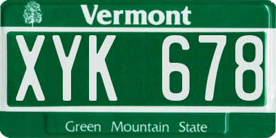 VT license plate XYK678