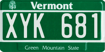 VT license plate XYK681